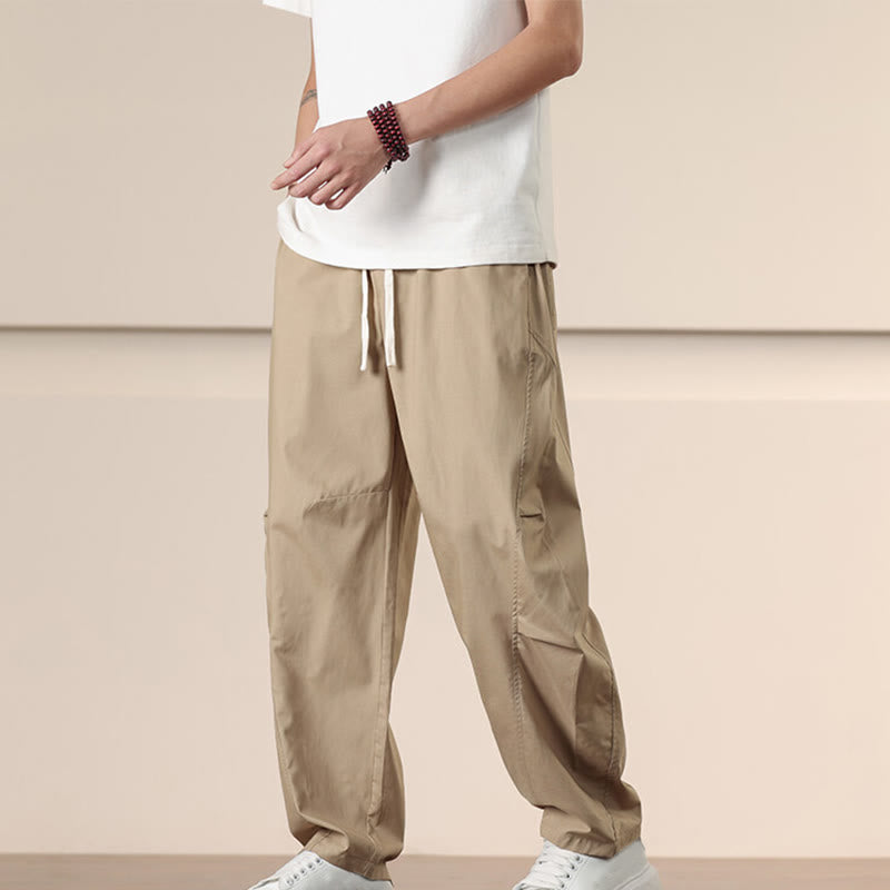 Pantalon cargo décontracté vintage à cordon de serrage pour homme avec poches et motif Buddha Stones - Jaune d'or pâle - US/UK/AU46，EU56 (5XL) - image 0