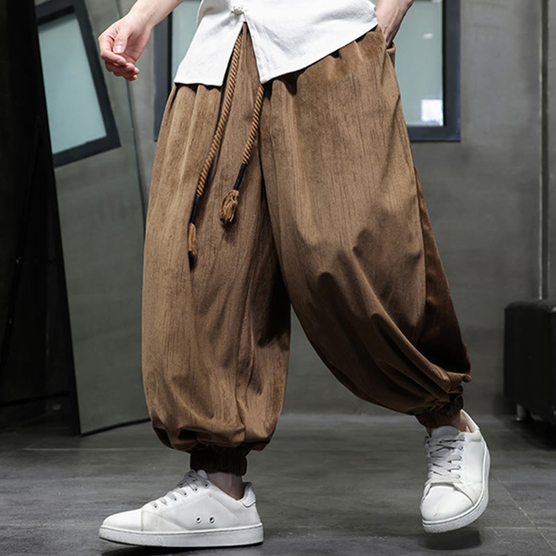 Pantalon sarouel décontracté pour homme avec cordon de serrage et poches, motif Buddha Stones, couleur pure - image 14
