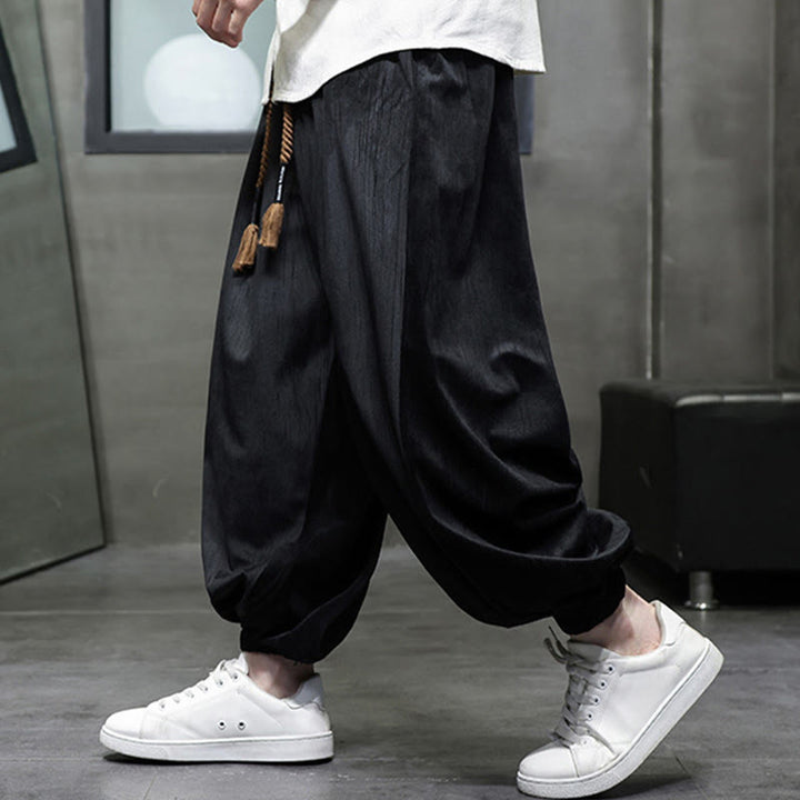 Pantalon sarouel décontracté pour homme avec cordon de serrage et poches, motif Buddha Stones, couleur pure - image 7
