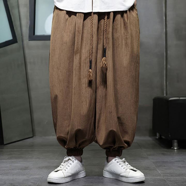 Pantalon sarouel décontracté pour homme avec cordon de serrage et poches, motif Buddha Stones, couleur pure - image 11