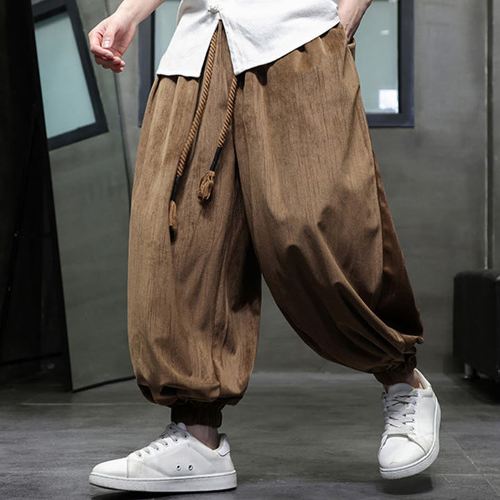 Pantalon sarouel décontracté pour homme avec cordon de serrage et poches, motif Buddha Stones, couleur pure - image 15