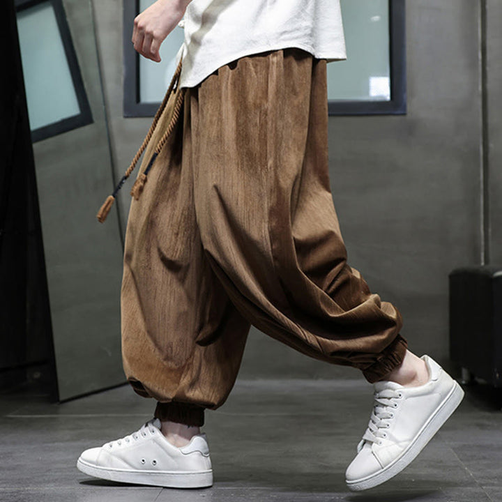 Pantalon sarouel décontracté pour homme avec cordon de serrage et poches, motif Buddha Stones, couleur pure - image 13