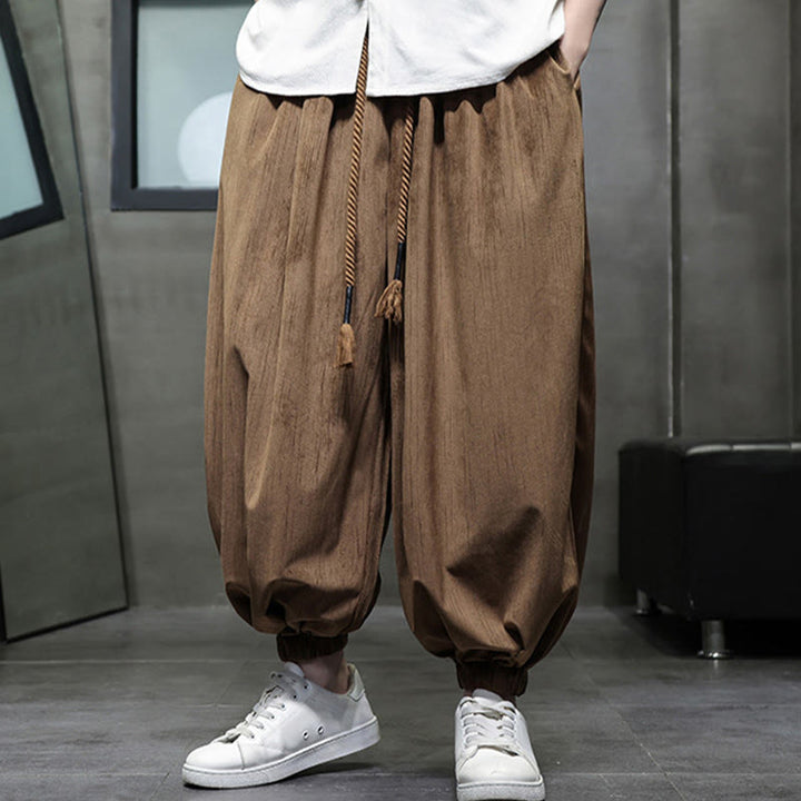 Pantalon sarouel décontracté pour homme avec cordon de serrage et poches, motif Buddha Stones, couleur pure - image 12