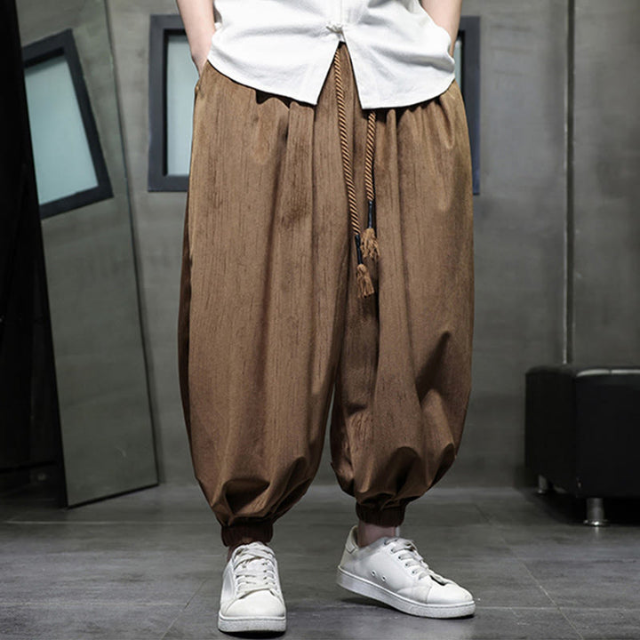 Pantalon sarouel décontracté pour homme avec cordon de serrage et poches, motif Buddha Stones, couleur pure - image 15