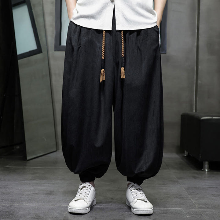 Pantalon sarouel décontracté pour homme avec cordon de serrage et poches, motif Buddha Stones, couleur pure - image 6
