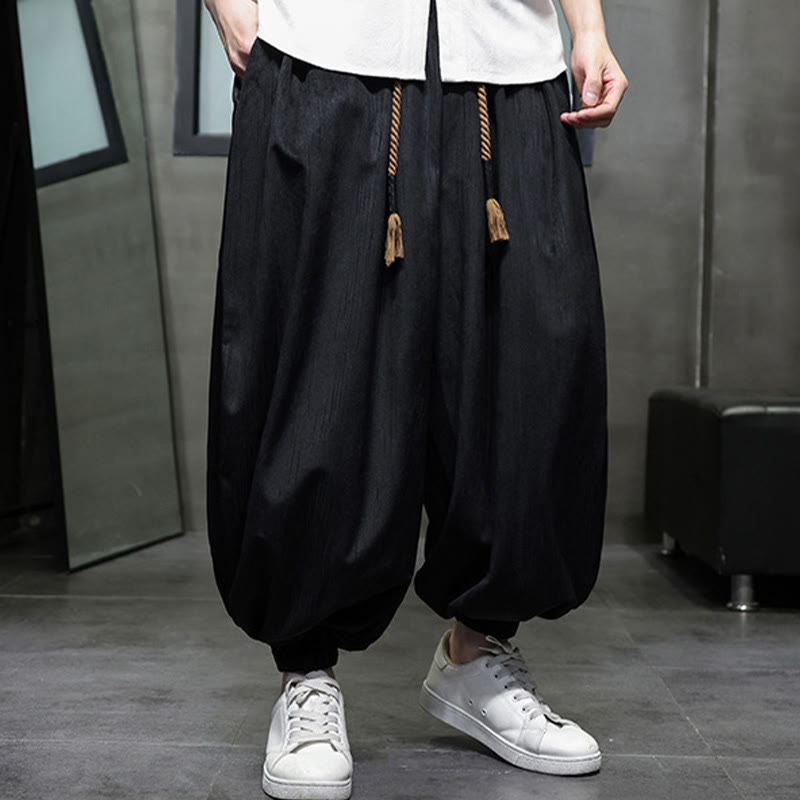 Pantalon sarouel décontracté pour homme avec cordon de serrage et poches, motif Buddha Stones, couleur pure - image 6