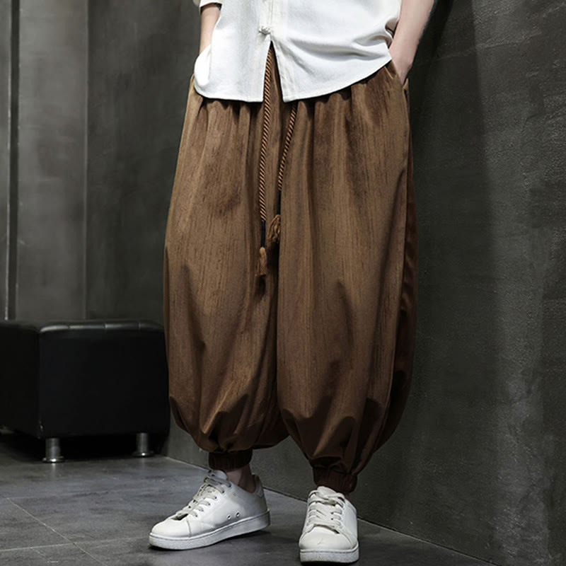Pantalon sarouel décontracté pour homme avec cordon de serrage et poches, motif Buddha Stones, couleur pure - image 19