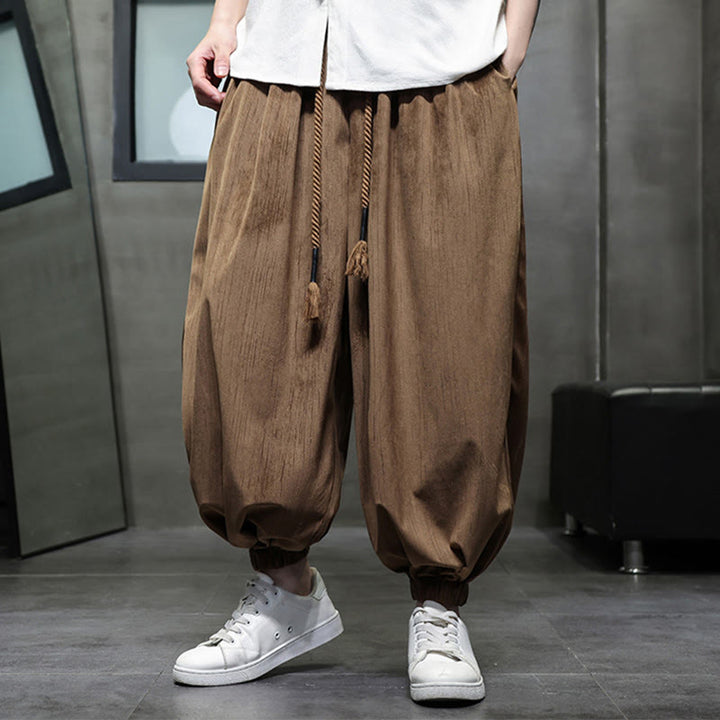Pantalon sarouel décontracté pour homme avec cordon de serrage et poches, motif Buddha Stones, couleur pure - Pérou - US/UK/AU48，EU58(5XL) - image 10