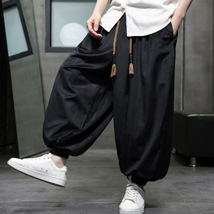 Pantalon sarouel décontracté pour homme avec cordon de serrage et poches, motif Buddha Stones, couleur pure - image 9