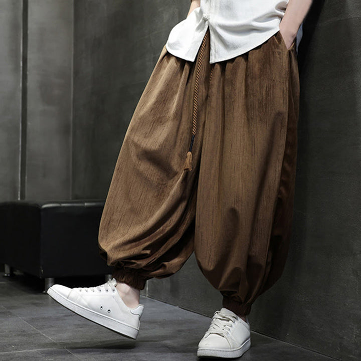 Pantalon sarouel décontracté pour homme avec cordon de serrage et poches, motif Buddha Stones, couleur pure - image 18