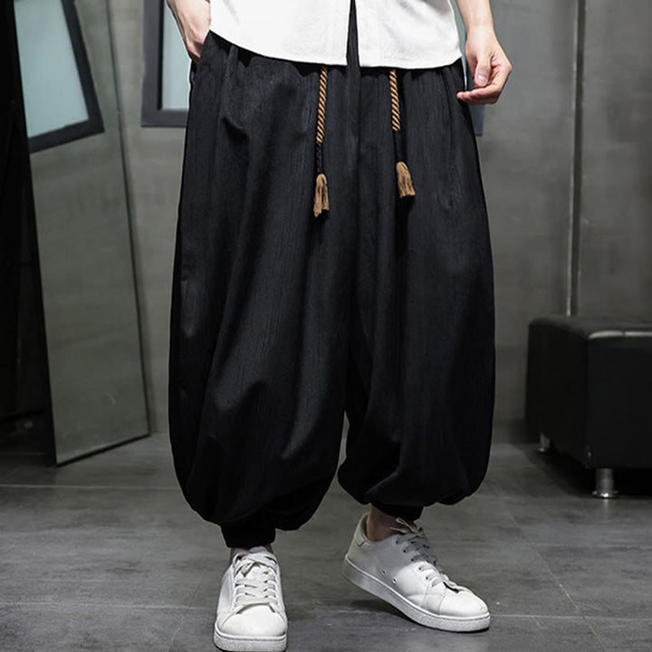 Pantalon sarouel décontracté pour homme avec cordon de serrage et poches, motif Buddha Stones, couleur pure - image 6