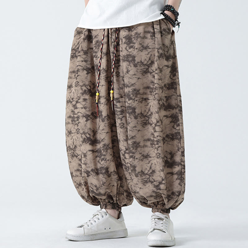 Pantalon Buddha Stones décontracté rétro à cordon de serrage et motif floral pour homme avec poches - image 8