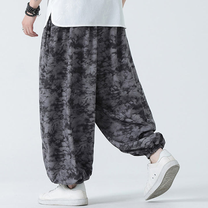 Pantalon Buddha Stones décontracté rétro à cordon de serrage et motif floral pour homme avec poches - image 16