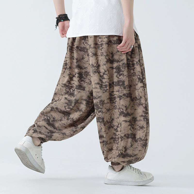 Pantalon Buddha Stones décontracté rétro à cordon de serrage et motif floral pour homme avec poches - image 7