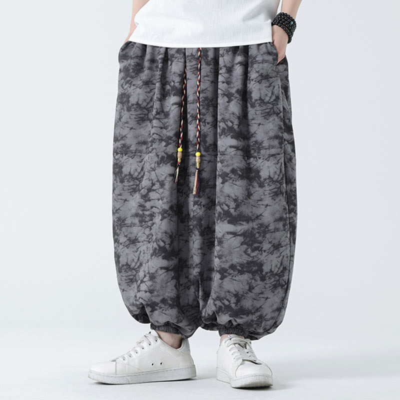 Pantalon Buddha Stones décontracté rétro à cordon de serrage et motif floral pour homme avec poches - Gris - US/UK/AU48，EU58(5XL) - image 11