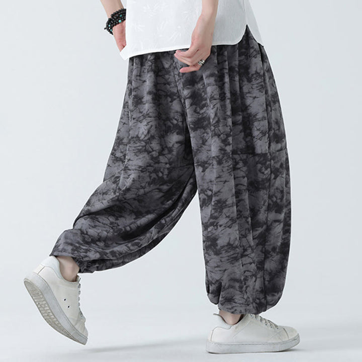 Pantalon Buddha Stones décontracté rétro à cordon de serrage et motif floral pour homme avec poches - image 14