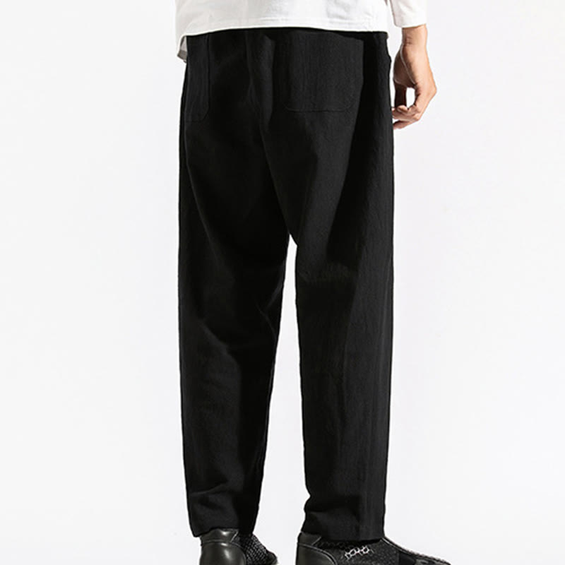 Pantalon sarouel en coton uni avec poches et cordon de serrage pour homme, style rétro et décontracté, motif Buddha Stones - image 17
