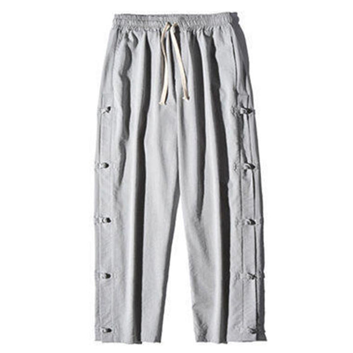 Pantalon large décontracté à motif patchwork de grues Buddha Stones pour homme, avec poches et boutons grenouille - image 21