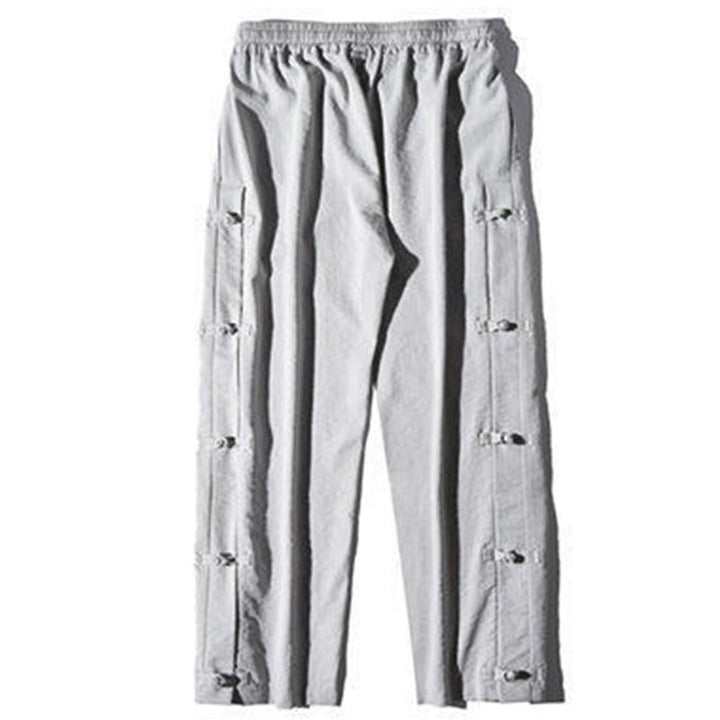 Pantalon large décontracté à motif patchwork de grues Buddha Stones pour homme, avec poches et boutons grenouille - image 21