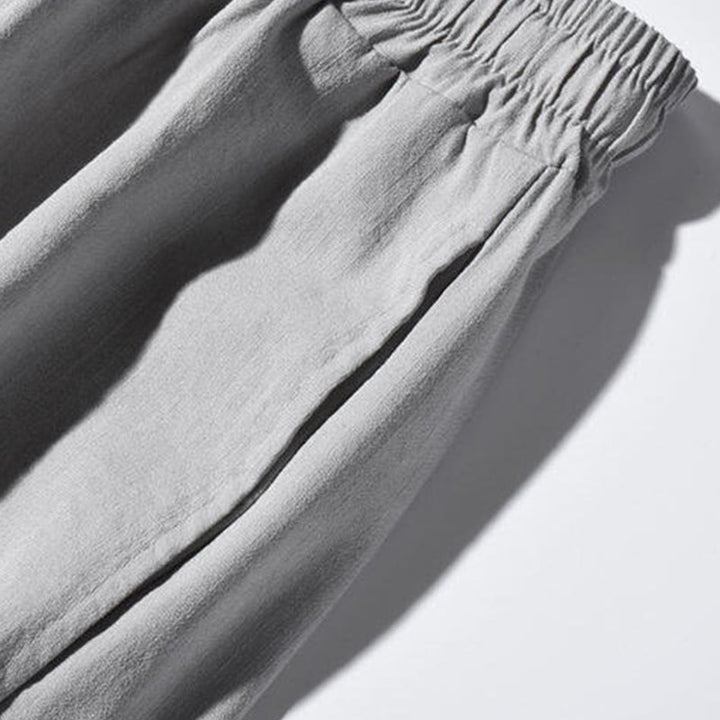 Pantalon large décontracté à motif patchwork de grues Buddha Stones pour homme, avec poches et boutons grenouille - image 23