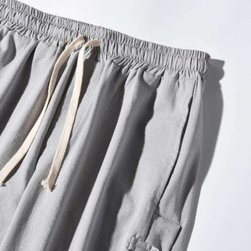 Pantalon large décontracté à motif patchwork de grues Buddha Stones pour homme, avec poches et boutons grenouille - image 22