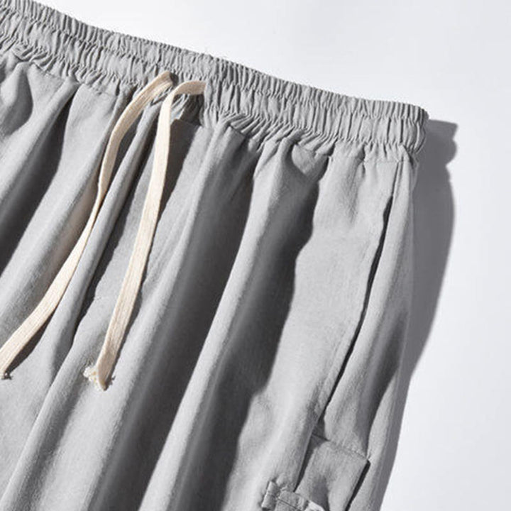 Pantalon large décontracté à motif patchwork de grues Buddha Stones pour homme, avec poches et boutons grenouille - image 22