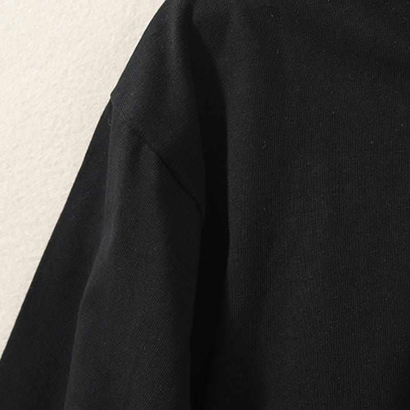 T-shirt décontracté à manches longues en coton et lin pur avec ourlet irrégulier et motif Buddha Stones pour femme - image 12