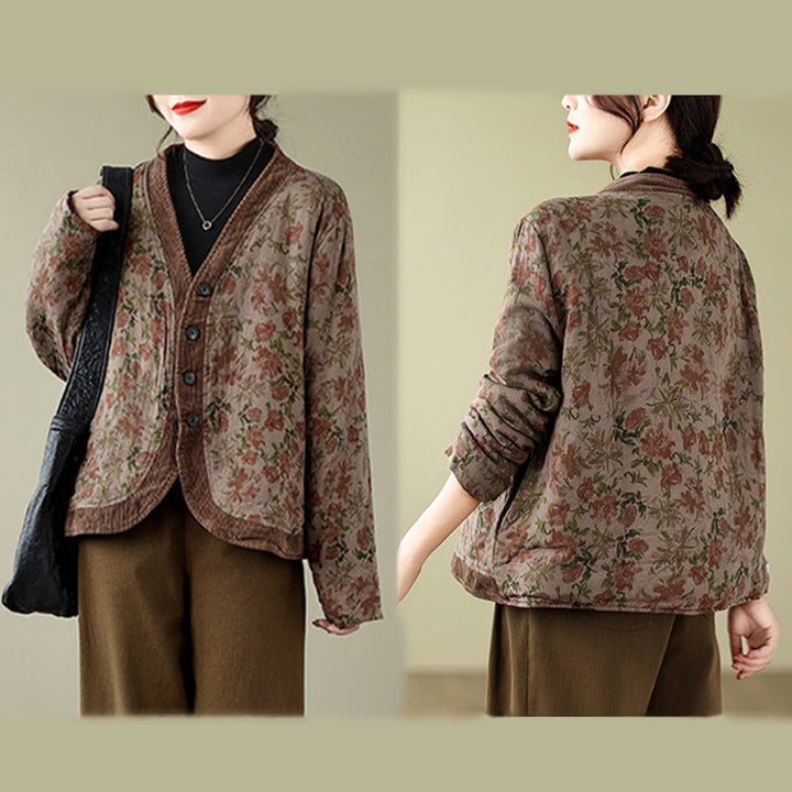 Veste matelassée en coton pour femme en jacquard fleuri Buddha Stones - image 8