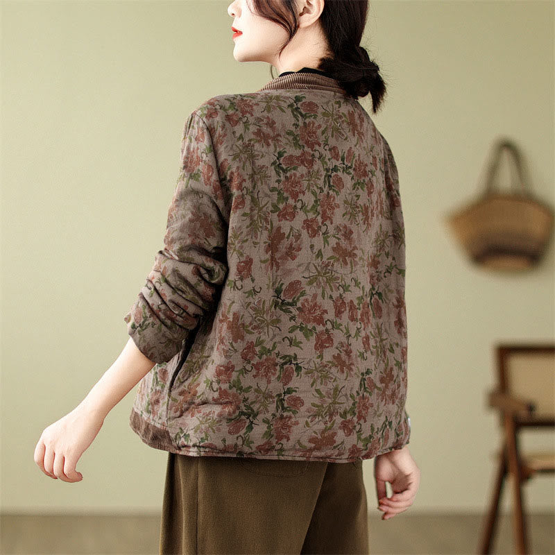 Veste matelassée en coton pour femme en jacquard fleuri Buddha Stones - image 5