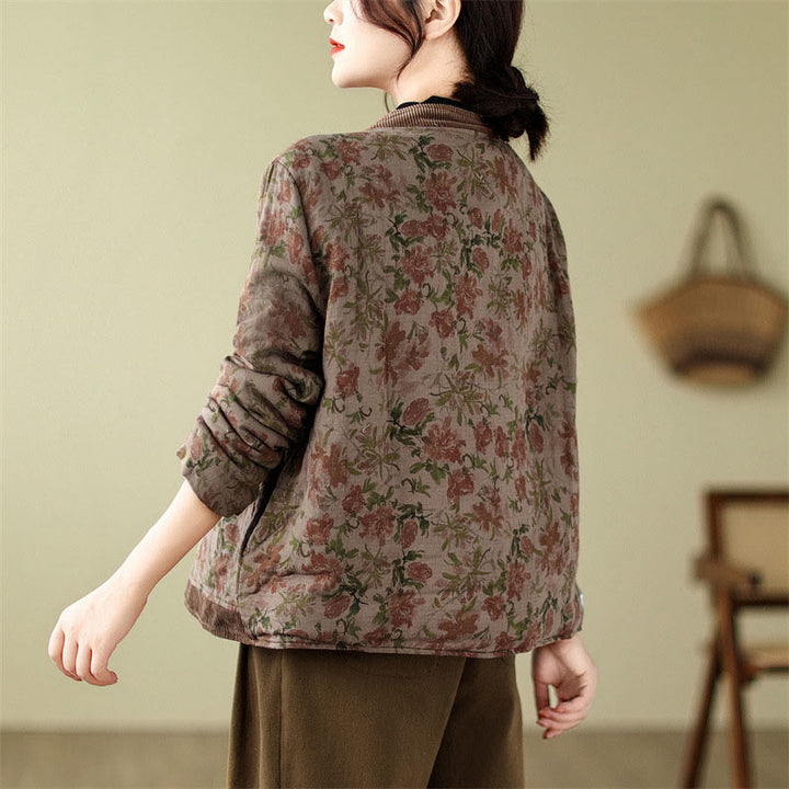 Veste matelassée en coton pour femme en jacquard fleuri Buddha Stones - image 5
