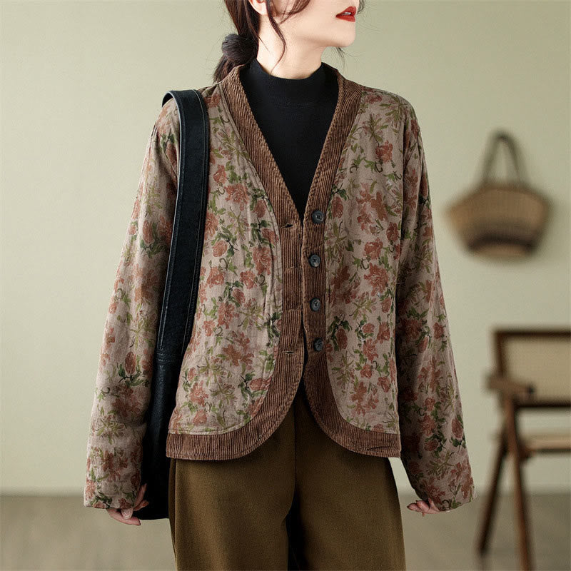Veste matelassée en coton pour femme en jacquard fleuri Buddha Stones - image 2