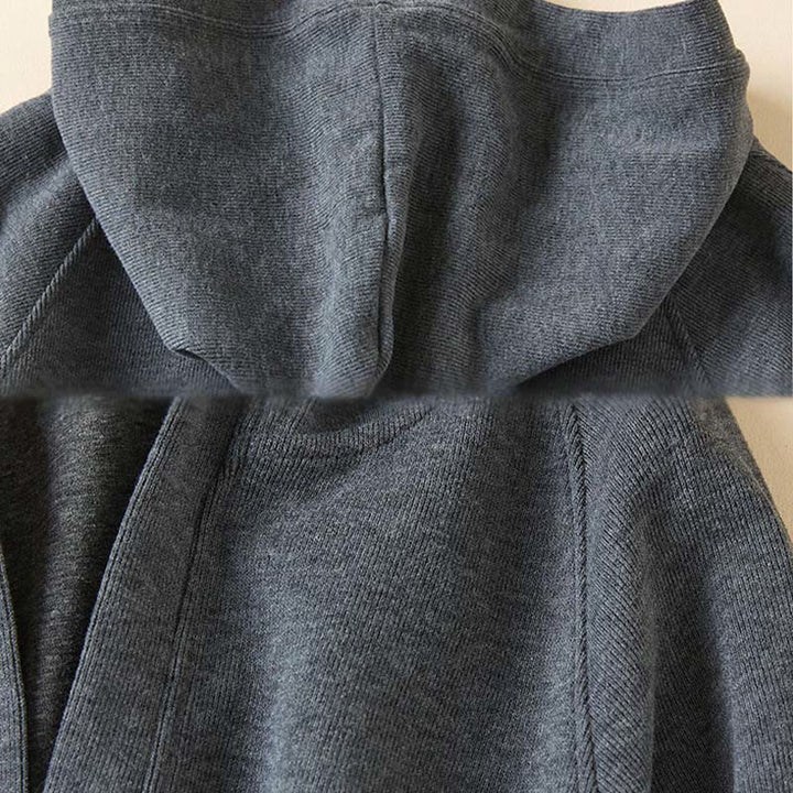 Veste à capuche en coton avec poches et boutons unis Buddha Stones pour femme - image 6