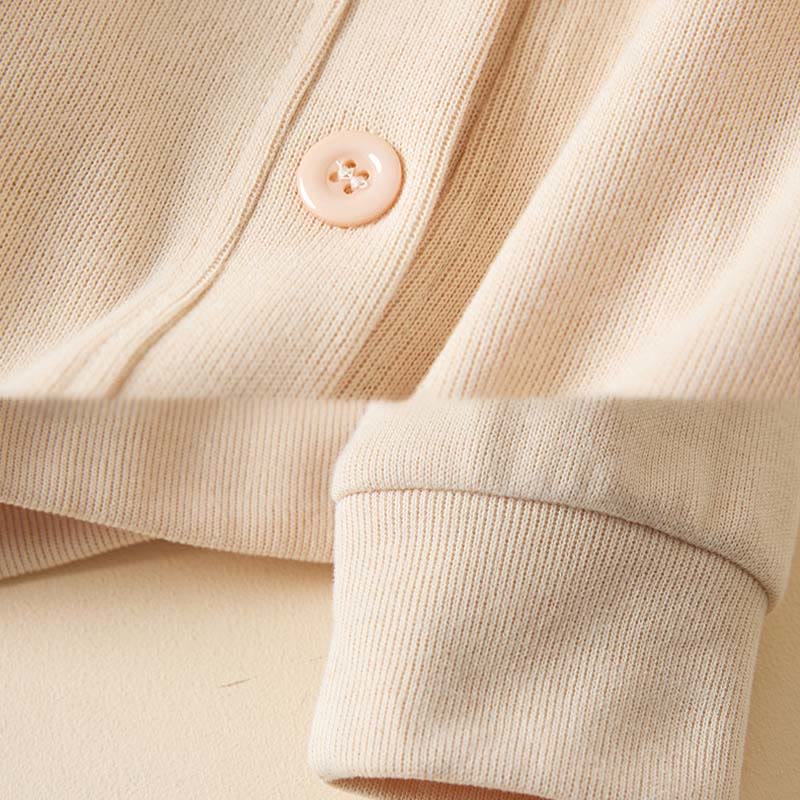 Veste à capuche en coton avec poches et boutons unis Buddha Stones pour femme - image 10
