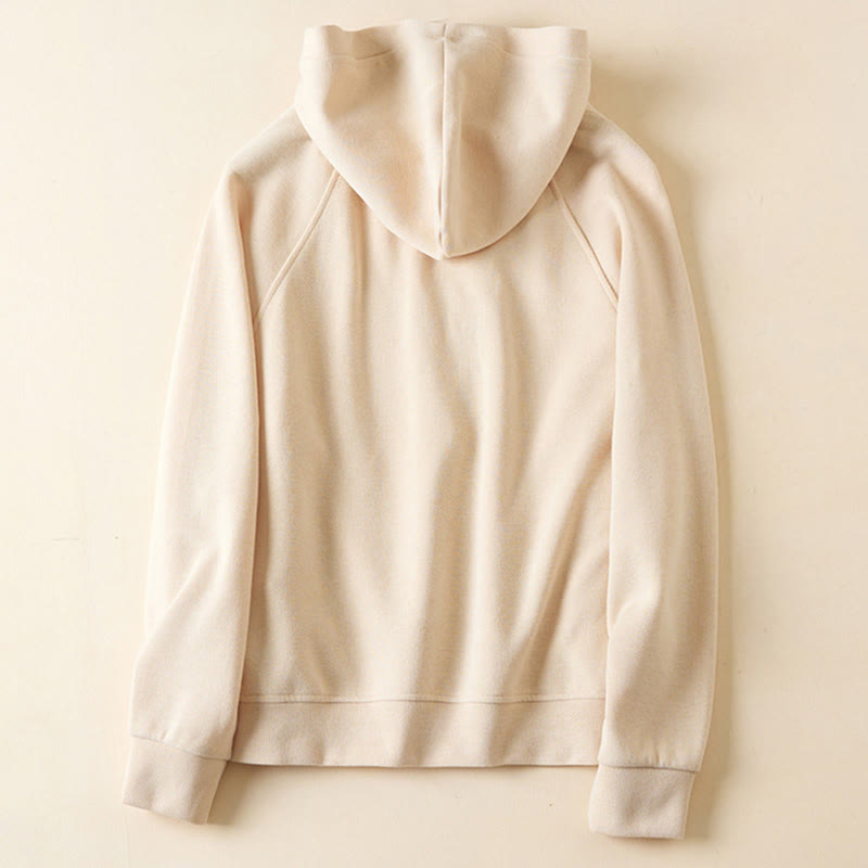 Veste à capuche en coton avec poches et boutons unis Buddha Stones pour femme - image 8