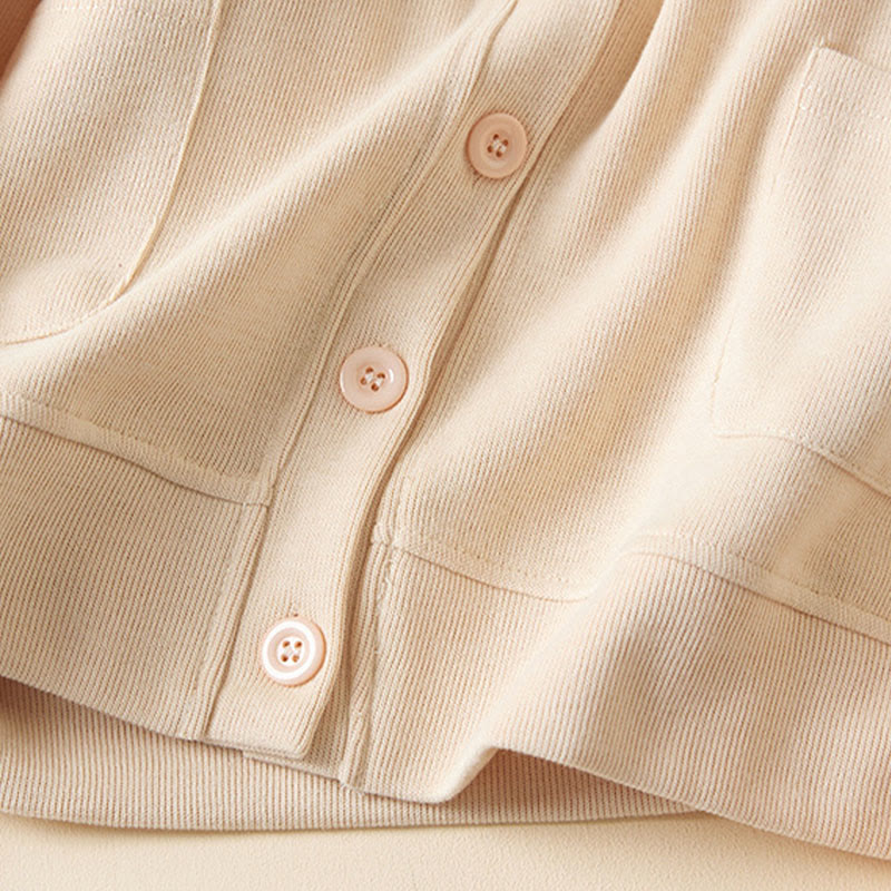 Veste à capuche en coton avec poches et boutons unis Buddha Stones pour femme - image 14
