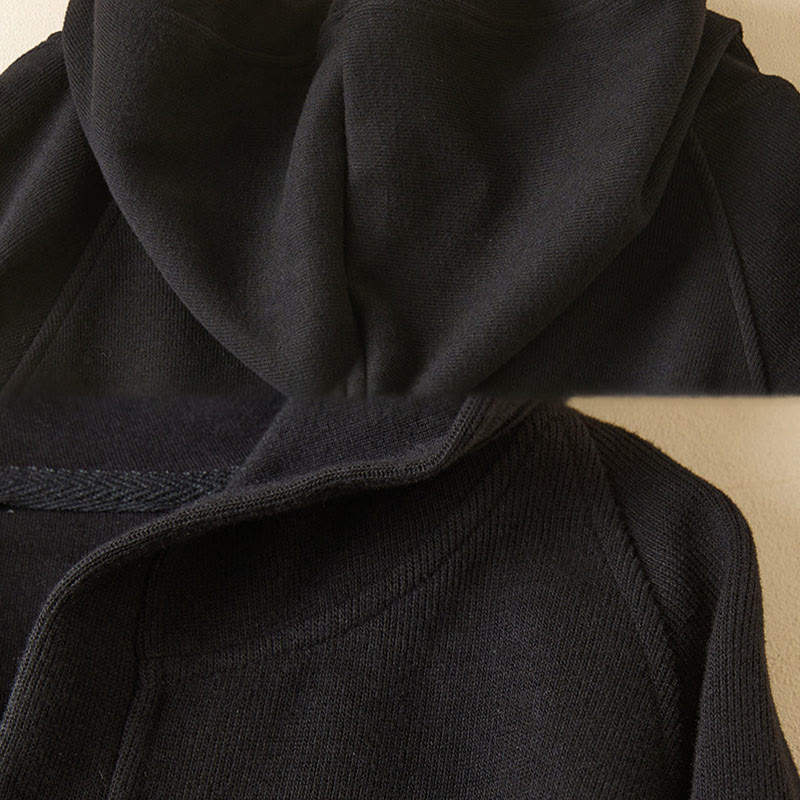 Veste à capuche en coton avec poches et boutons unis Buddha Stones pour femme - image 31