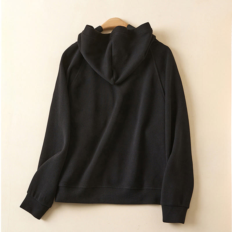 Veste à capuche en coton avec poches et boutons unis Buddha Stones pour femme - image 25
