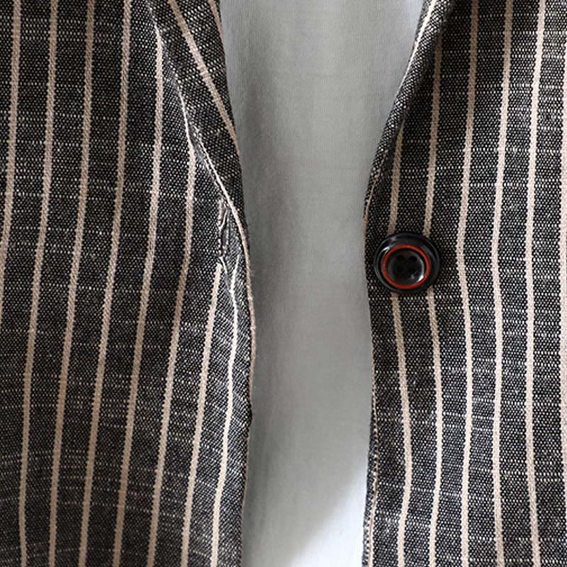 Veste en coton et lin pour femme avec poches et rayures Buddha Stones - image 4