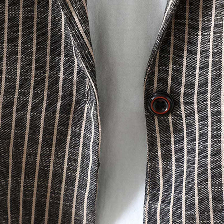 Veste en coton et lin pour femme avec poches et rayures Buddha Stones - image 4