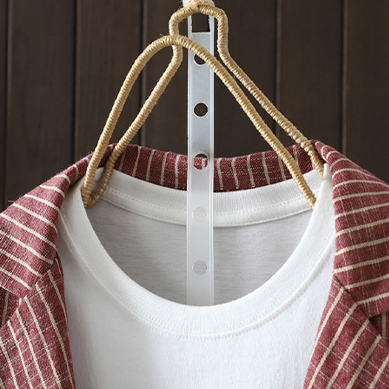Veste en coton et lin pour femme avec poches et rayures Buddha Stones - image 9