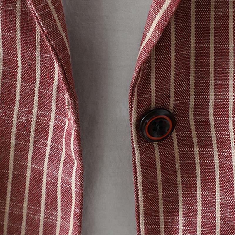 Veste en coton et lin pour femme avec poches et rayures Buddha Stones - image 12