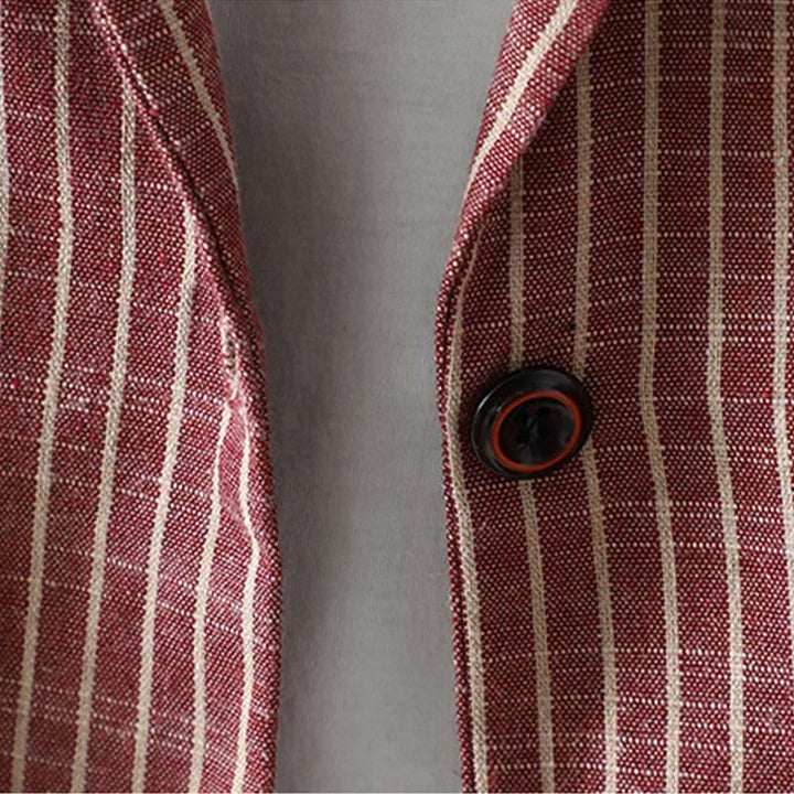 Veste en coton et lin pour femme avec poches et rayures Buddha Stones - image 12