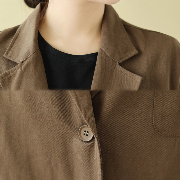 Veste de costume en coton uni avec poches Buddha Stones pour femme - image 6