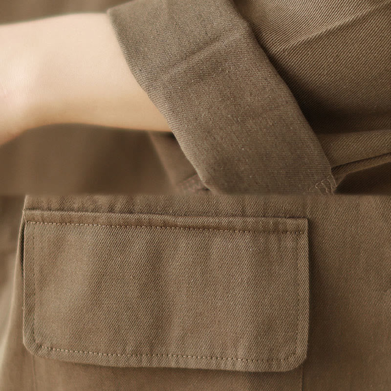 Veste de costume en coton uni avec poches Buddha Stones pour femme - image 7