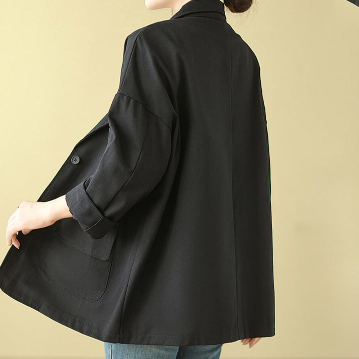 Veste de costume en coton uni avec poches Buddha Stones pour femme - image 18
