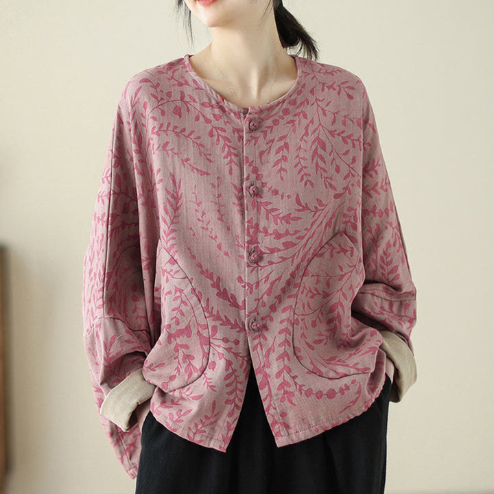 Veste en coton et lin pour femme avec poches, imprimé Buddha Stones - image 9