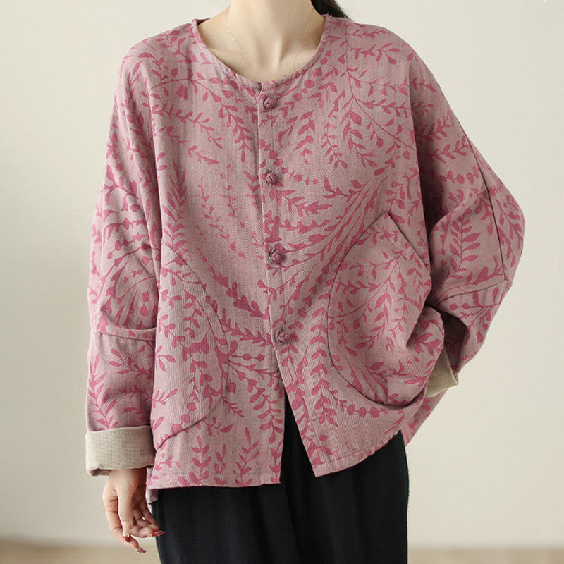 Veste en coton et lin pour femme avec poches, imprimé Buddha Stones - image 8