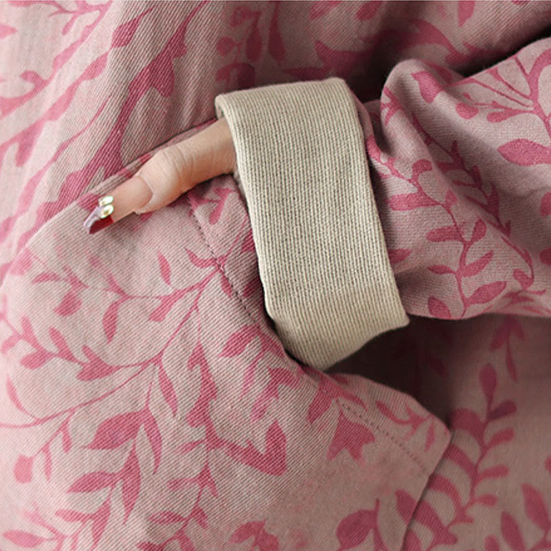 Veste femme à imprimé feuilles et Buddha Stones avec poches - image 14