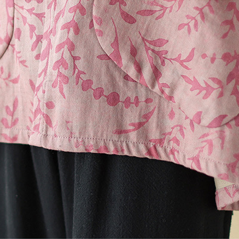 Veste femme à imprimé feuilles et Buddha Stones avec poches - image 16