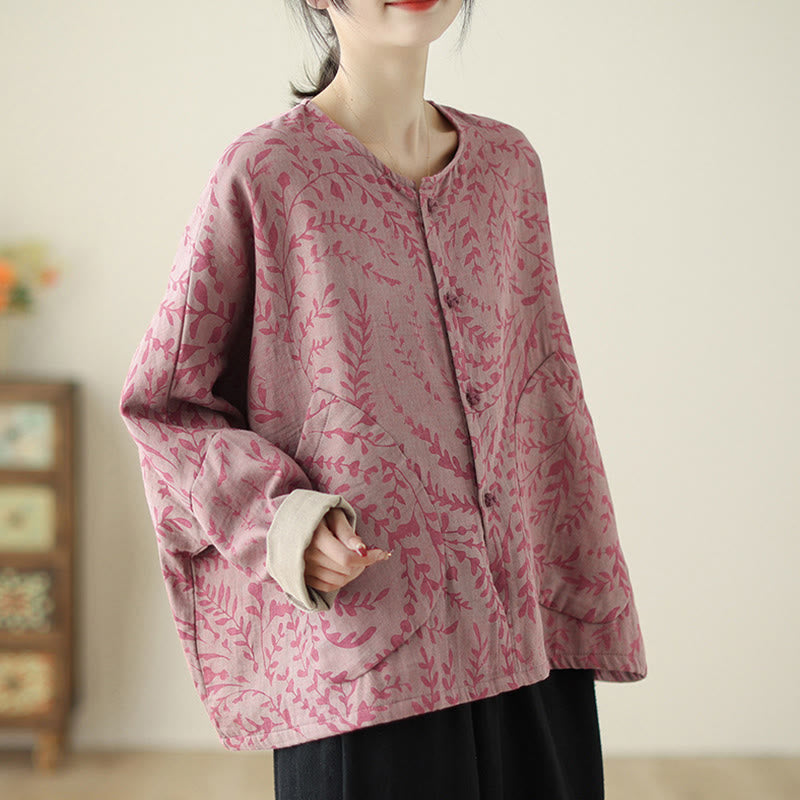 Veste en coton et lin pour femme avec poches, imprimé Buddha Stones - image 10